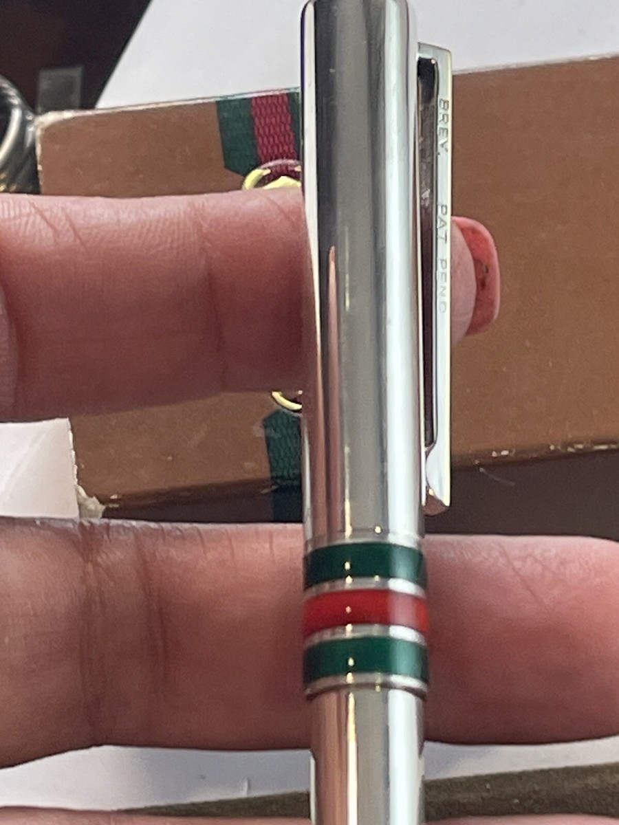 Authentic GUCCI STERLING SILVER RED GREEN Signature Stripes Enamel