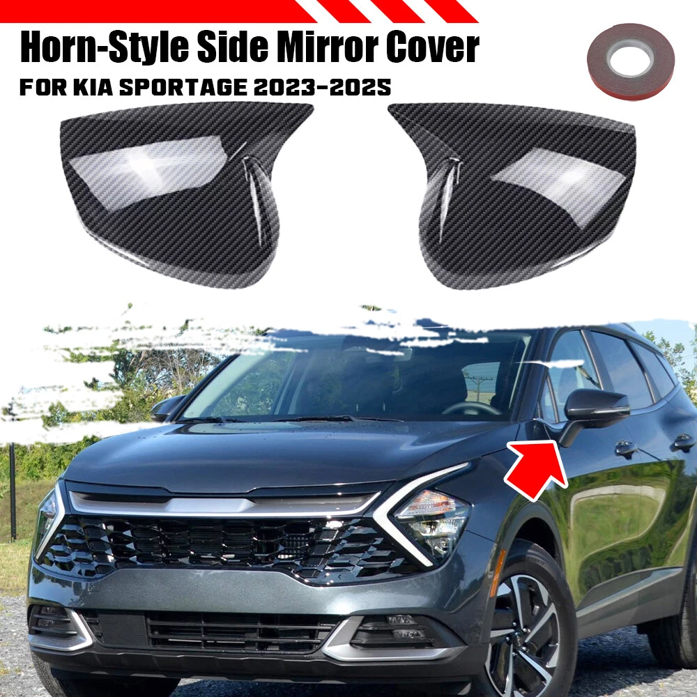 Carbon Look Wing Side Rearview Mirror Cap Covers For KIA Sportage 2023 2024 2025