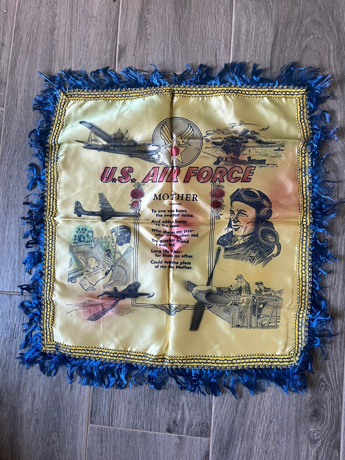 3 VINTAGE SOUVENIR PILLOW COVERS Hawaii Mother/Dad US Army Air