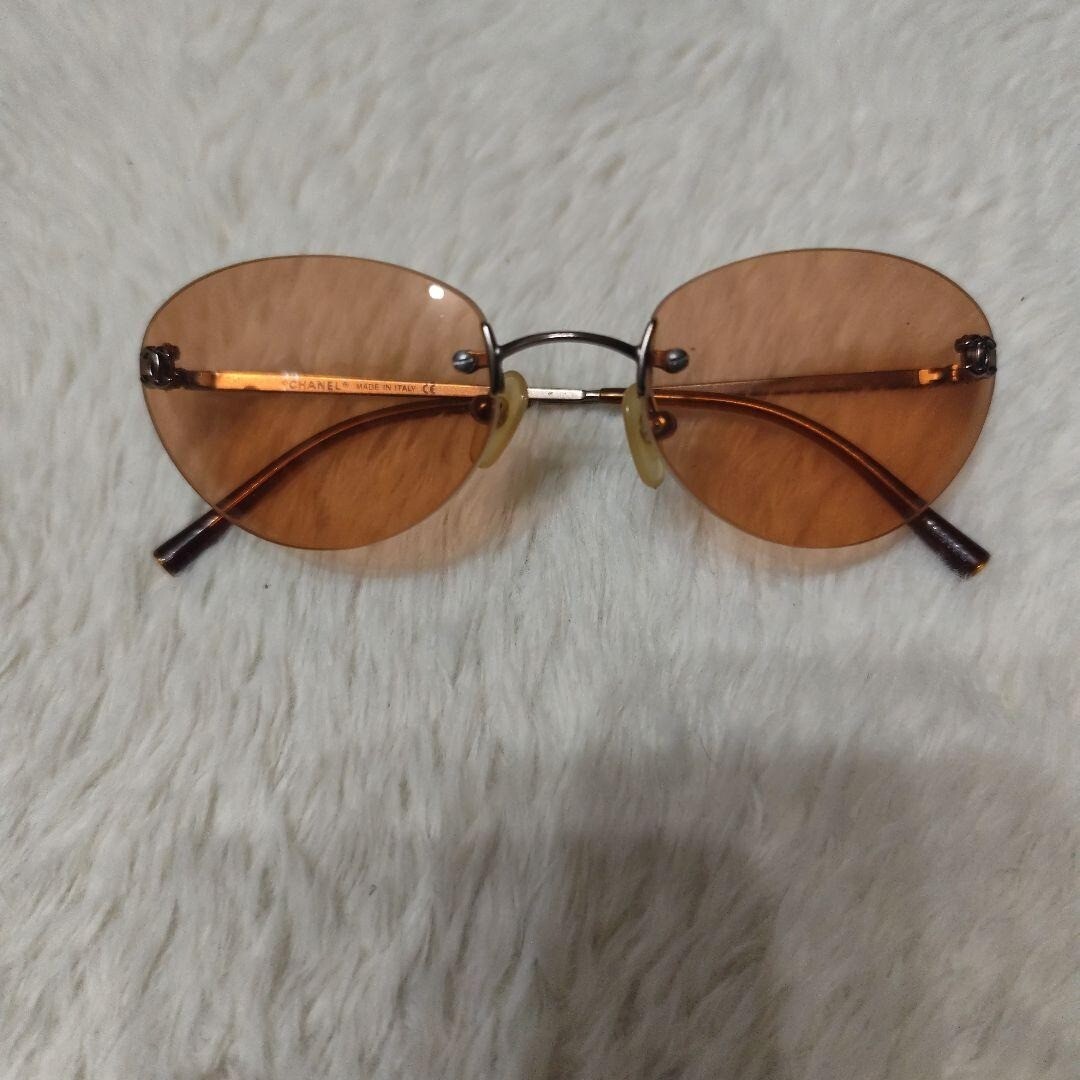 CHANEL 4003 Rimless Sunglasses Gold Metal Frame Coco Mark Logo