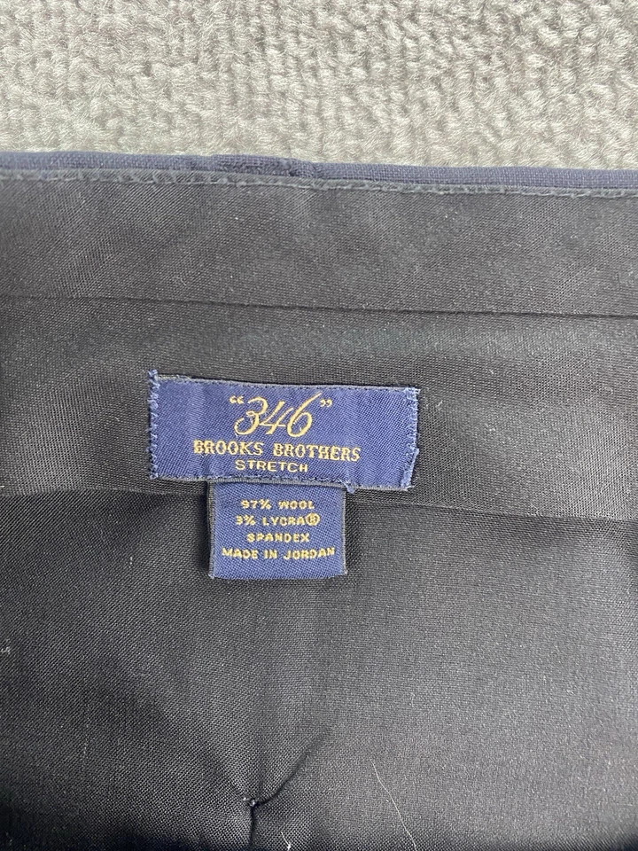 Pantalones Brooks Brothers Hombre 37x30 Azul Lana Diseñador Lujo Plisado 346 Elastizados Foto 2 de 4