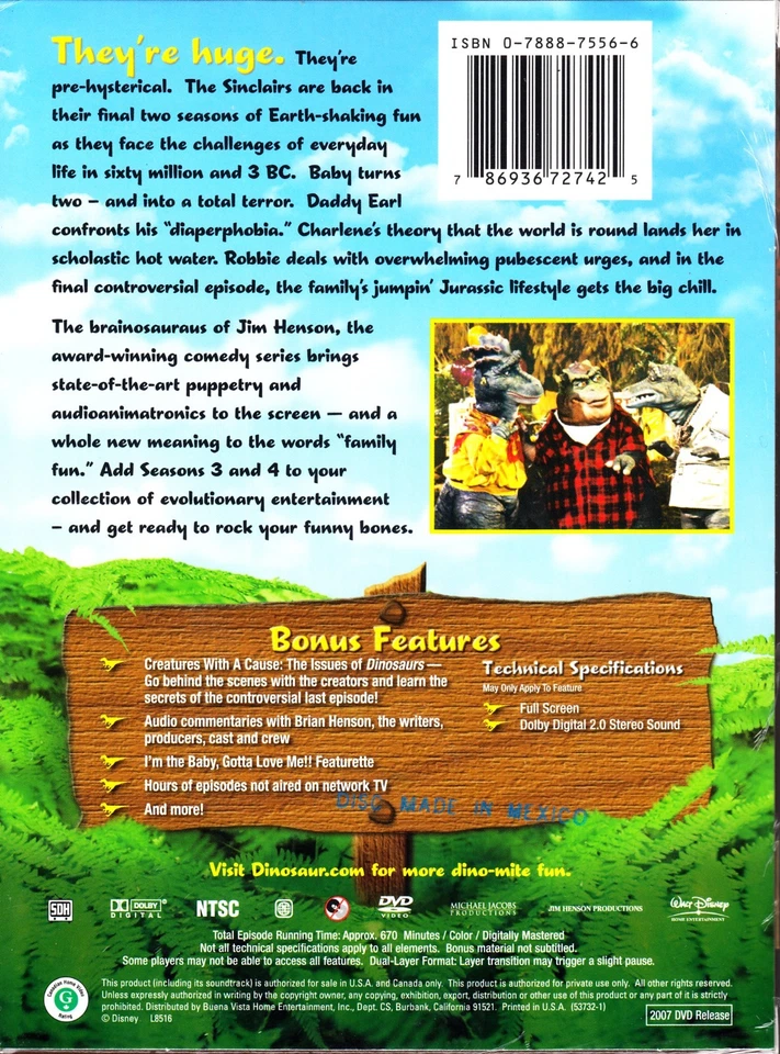 DINOSAURS COMPLETE SERIES SEASONS 1-4 JIM HENSON 8 DISC SET DVD REGION 1 - Image 3 of 3