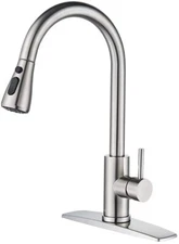 Commercial Kitchen Faucet Sink Pull out Sprayer Single Handle Stainless Steel