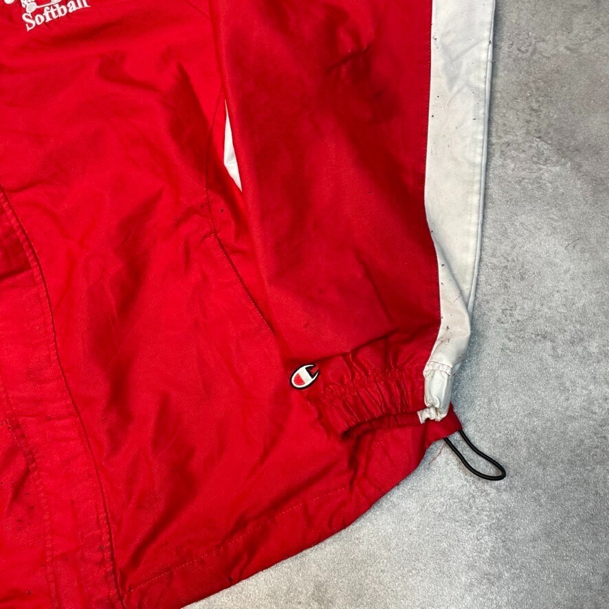 Champion Track Jacket Mens Vintage Training Full-Zip Windbreaker Red, Large image 5