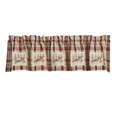 GAMEKEEPER PLAID LINED PHEASANT PATCH VALANCE, PARK DESIGNS, NEW IN PKG, 60X14