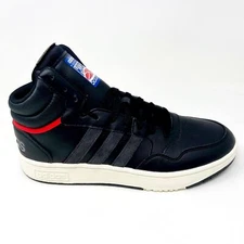 Adidas Hoops 3.0 Mid Black White Red Mens Leather Basketball Sneakers GZ1344