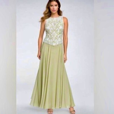 j kara embellished chiffon dress JKARA Embellished Beaded Formal Maxi Dress Sz 12 Flowy Chiffon Fairy Whimsy