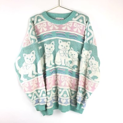 pastel cat sweater