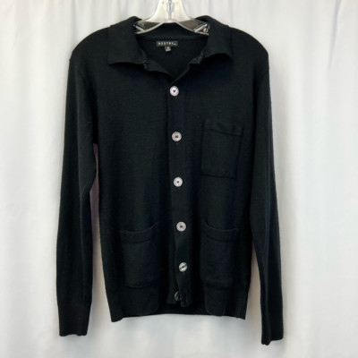 Ndstry By ICO Womens Cardigan Sweater Black Long Sleeve Collar Tight Knit XS