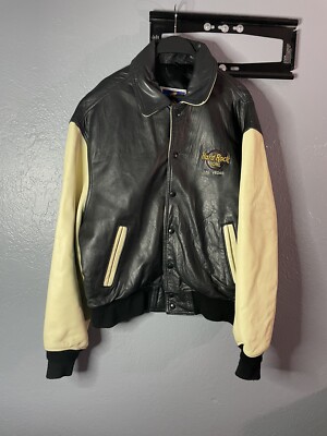 Vintage 90s Hard Rock Hotel Las Vegas Embroidered Logo Leather