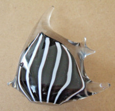 ART GLASS HAND BLOWN STRIPED ANGEL FISH FIGURINE PAPERWEIGHT 3.5" x 3" 1