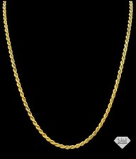 3.5MM Thick Gold Plated 925 Sterling Silver DIAMOND CUT ROPE CHAIN Necklace