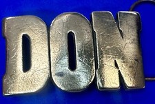 Custom Block Letter Name DON - Vintage Solid Brass Cutout Style Belt Buckle