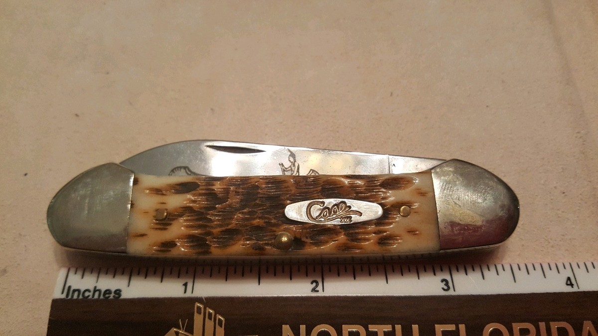 CASE XX KNIVES JIGGED AMBER BONE INDIAN IN CANOE KNIFE 263 MINT NEW IN BOX  | eBay