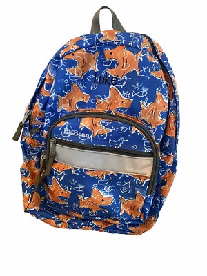 LL Bean Boys Shark Backpack Blue Orange w/ Monogrammed LUKE