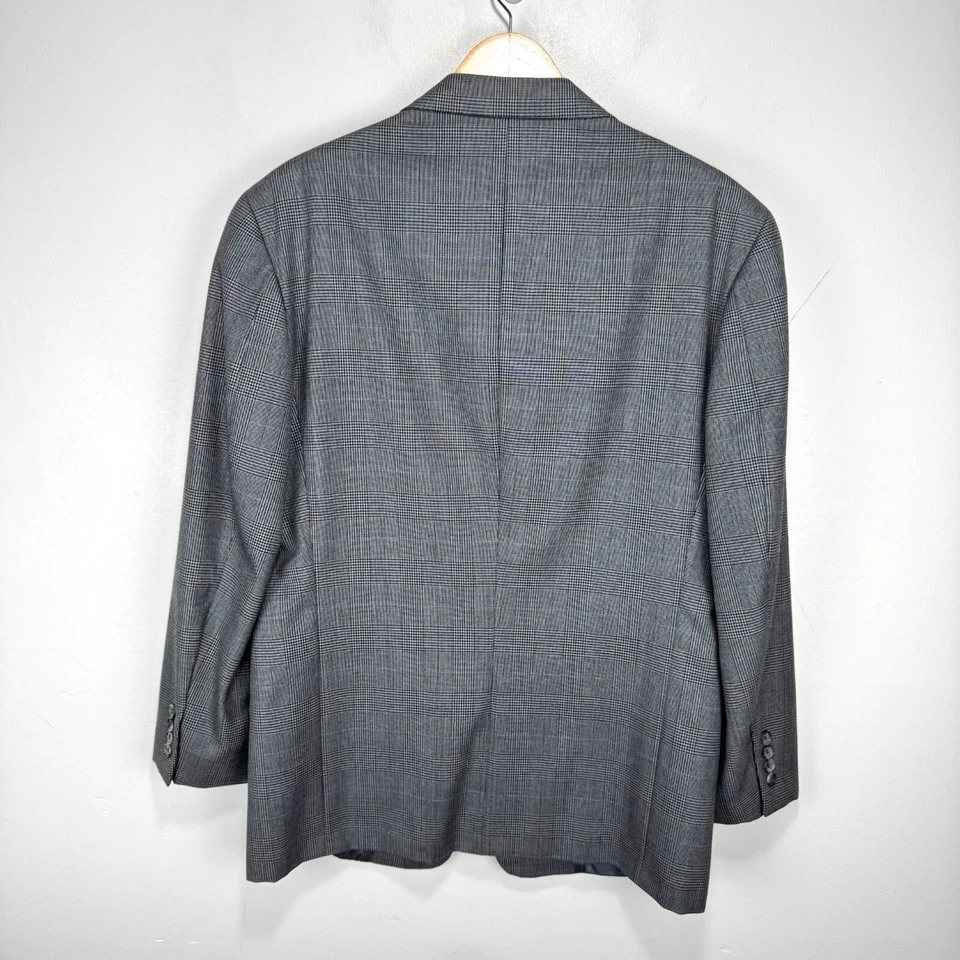 Savile Row Gieves & Hawkes 运动外套西装外套男式 40R 灰色格伦格子 100% 羊毛 — 第 2/4 张图片