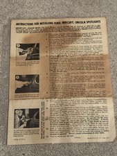 1947 Ford Mercury Lincoln Spotlight Instructions Original Document Fragile