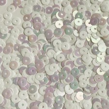 5mm Flat Sequins White Striated Rainbow Iris Reversible Medium Hole Made in USA