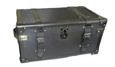 RALPH LAUREN HOME DELEVAN LEATHER & TWILL TRUNK | eBay