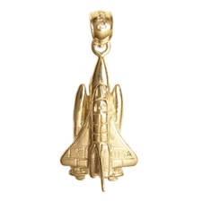 New 14k Yellow Gold Space Shuttle Charm Pendant
