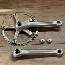 Vintage Bianchi Strada Crankset by Ofmega 144BCD 42T 9/16 170mm with Dust Caps