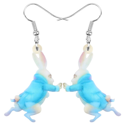 NEWEI Acrylic Floral Easter Bunny Earrings - Cute Rabbit Dangle Earrings For Women, Hypoallergenic