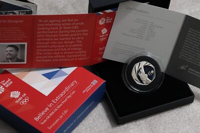     UK GB 2016 Silber PP 50p Team GB Believe SWIMMING Box COA Selten B78