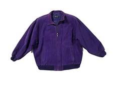 Pelle New York Milano Women's Vintage Retro 80s 90s Purple Suede Jacket, Size L