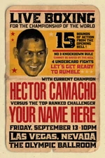 YOUR NAME on a Boxing champ poster vs Hector Macho Camacho - personalized & cool