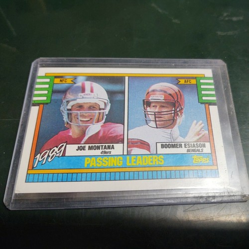 1990 Topps Football Joe Montana/Boomer Esiasion 1989 NFL Passing Leaders Card - Picture 5 of 5
