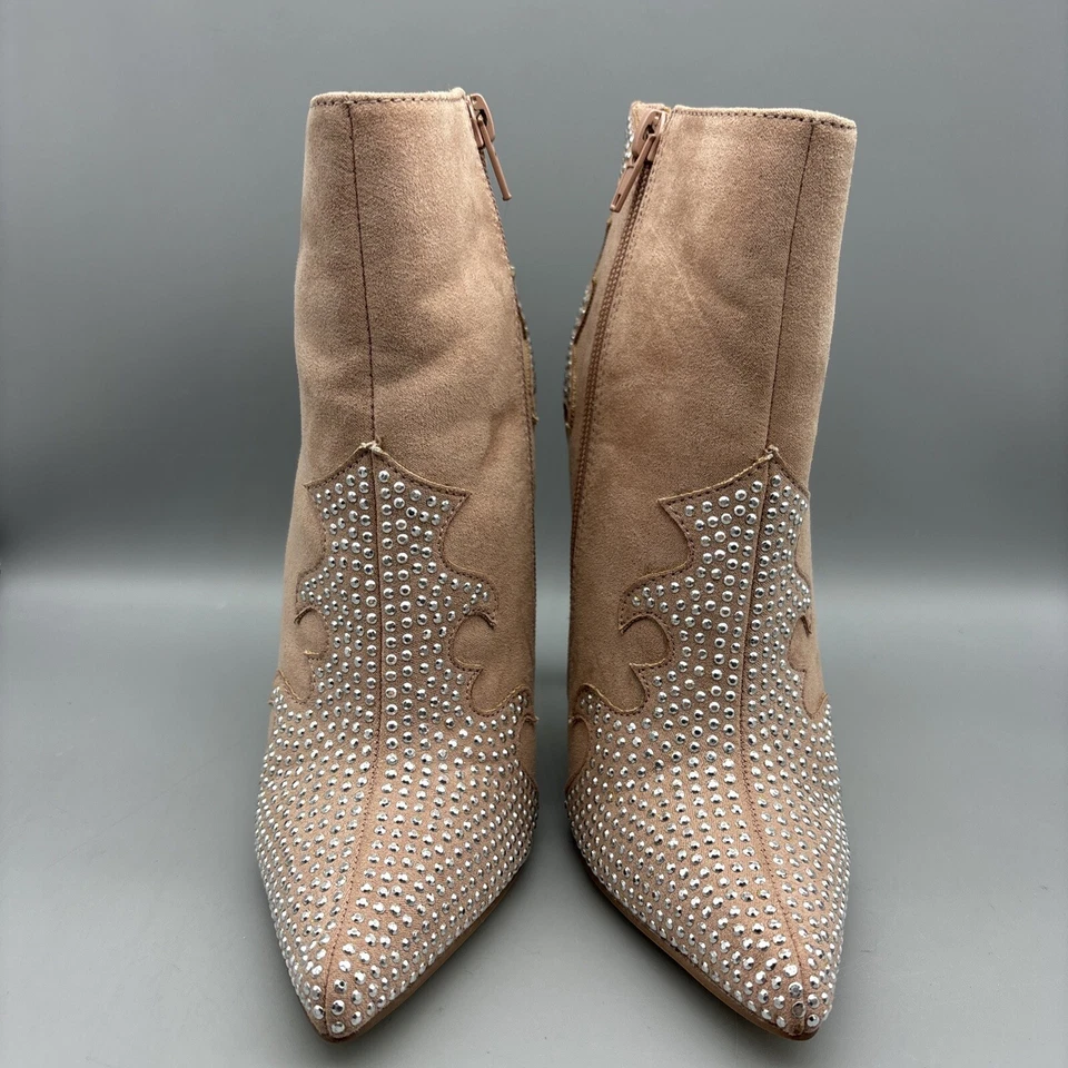 Ботинки женские JustFab Southern Girl размер 5,5 розовые румяна сбоку на молнии 4,75 дюйма на каблуке - Изображение 2 из 4