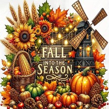 Pumpkin Sunflower Leaf Diamond Art Kits for Adults, 5D Fall Diamond Painting ...