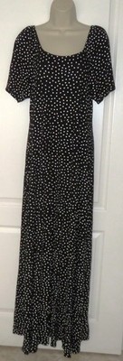 YOURS Ladies Black White Polka Dot Jersey Maxi Dress Size Plus Size UK 18