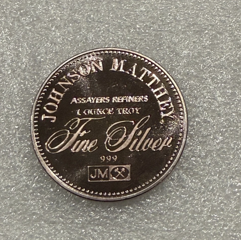 Ronda de plata vintage Johnson Matthey 1 oz libertad de expresión ~~ TONIFICADA ~~ Foto 2 de 2
