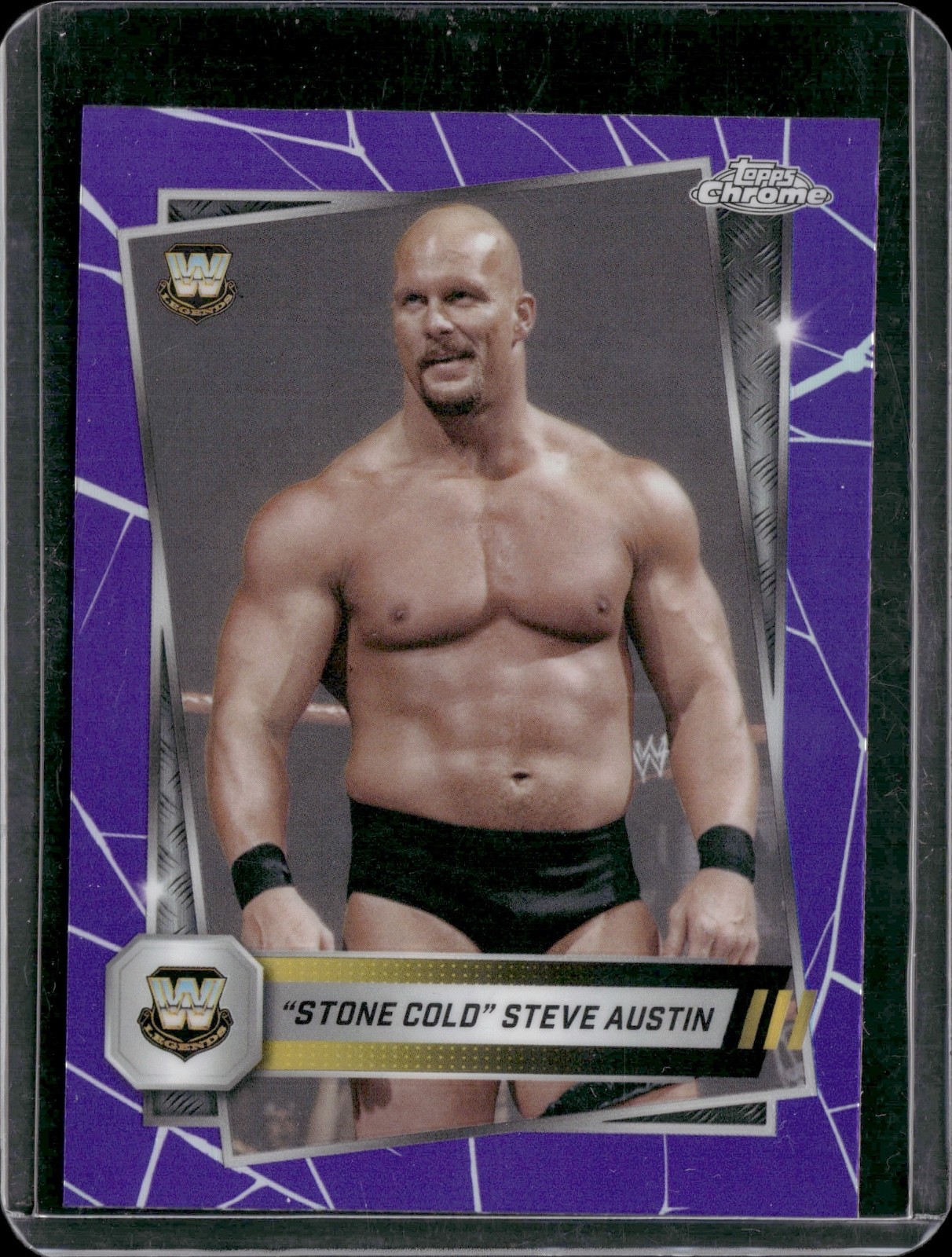 "Stone Cold" Steve Austin 2025 Topps Chrome WWE #6 Purple Refractor Legends
