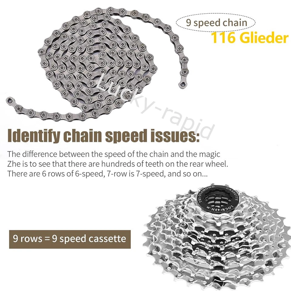 FAHRRAD KETTE 9-FACH 116 GLIEDER HG73 MTB-RENNRAD FAHRRADKETTE BIKE CHAIN Neu - Bild 3 von 4