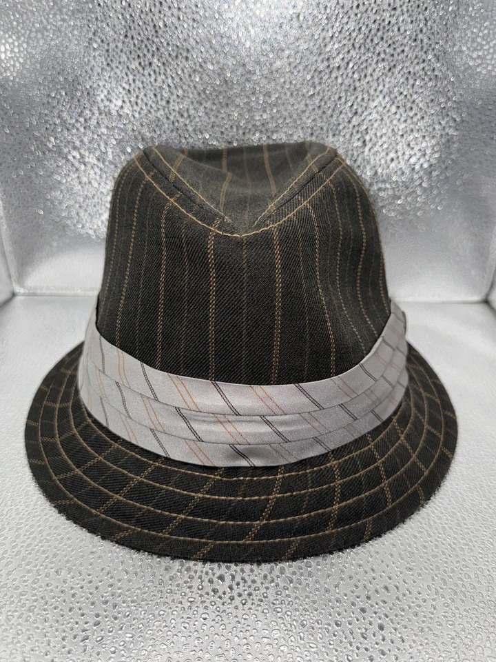 Goorin Bros Sombrero Fedora Ajustado Para Hombres Pequeño Marrón Rayas Gris Banda Vestido Trilby Foto 4 de 4