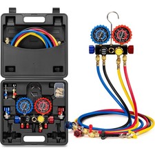 Ac Manifold Gauge Set 4 Way For R134a R410a R22 R32 Refrigerat With 5ft Hoses