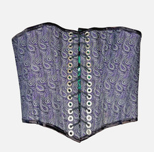 Reversible Lace-up Corset Flex Boning BL/BK Paisley Renaissance Gothic 28" NWOT