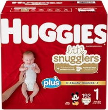 Huggies Little Snugglers Plus Plus , Baby Diapers, Size 1, 192 Ct
