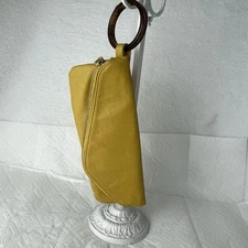 Mud Pie Purse Wristlet Mustard Yellow Clutch Handbag Faux tortoiseshell Bangle