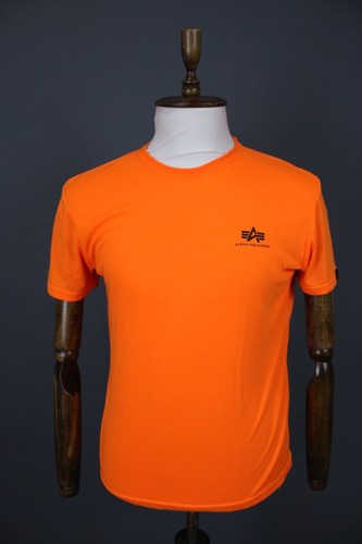 Alpha Industries Orange Solid Short Sleeve Crew Neck Graphic Logo T-Shirt Size L
