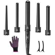5 In 1 Curling Wand Set, Curling Iron Interchangeable Ceramic Barrels 0.35-1...