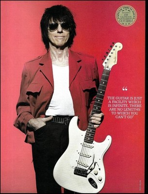 Jeff Beck with white Fender Stratocaster guitar 8 x 11 pin-up photo