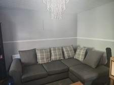 DFS Corner Sofa Large Grey. With Cushions & Storage Foot Stalll