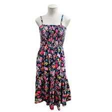 J. Crew Smocked Floral Maxi Dress Multicolor Peasant Prairie Women's Size S EUC