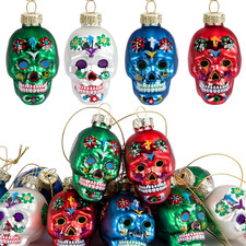 12Pcs Day of the Dead Ornaments Dia De Los Muertos Sugar Skull Halloween Hanging