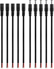 10pcs DC 5.5x2.1mm Power Pigtail Cable Male Female Plug 18AWG 12V CCTV LED DVR