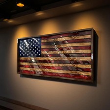 3D Wavy Wooden American Flag Patriotic, Wall Art Decor, Wedding Gift, Graduation