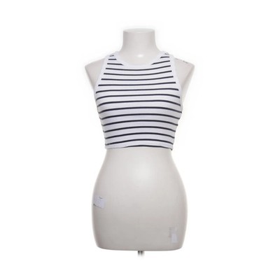 Zara, Crop Top, Größe: S, Weiß/Schwarz, Streifen, Rippenstrick, Damen #cor